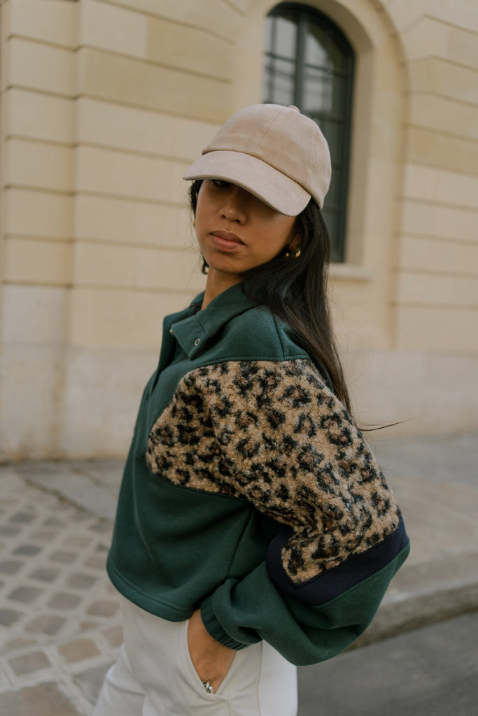 sweatshirt femme vert leopard - Barje Paris