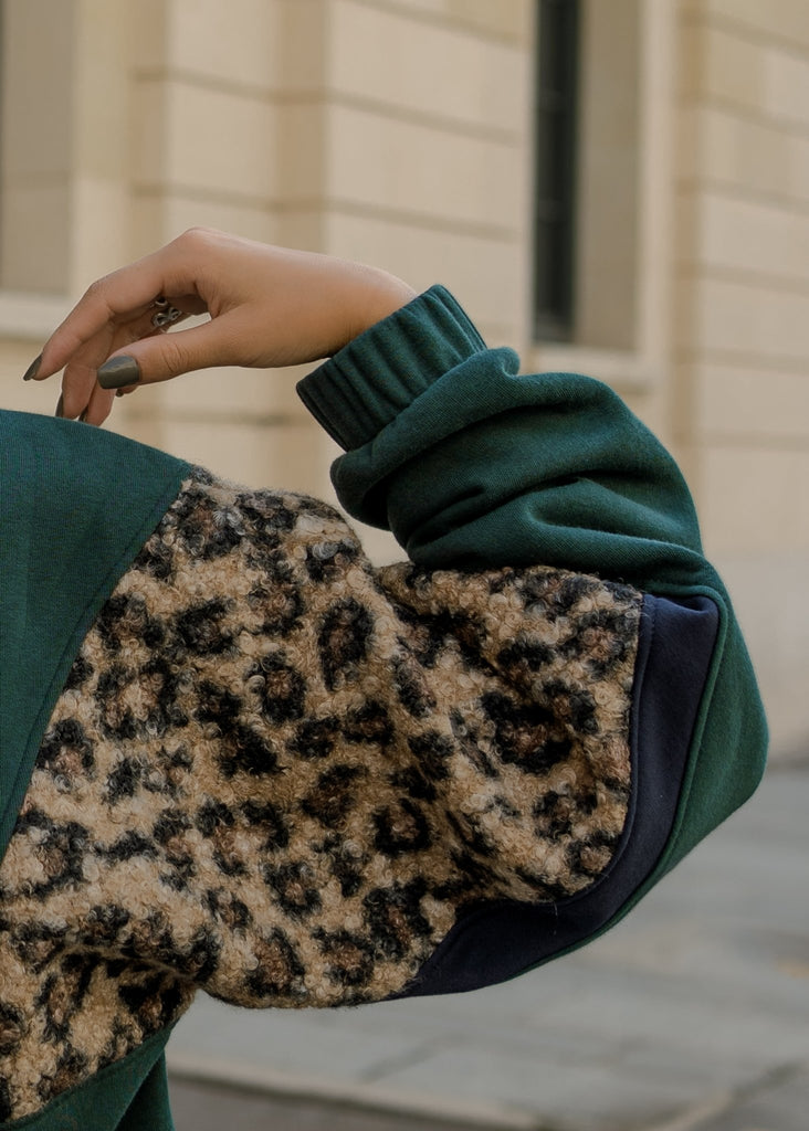 sweatshirt femme vert leopard - Barje Paris